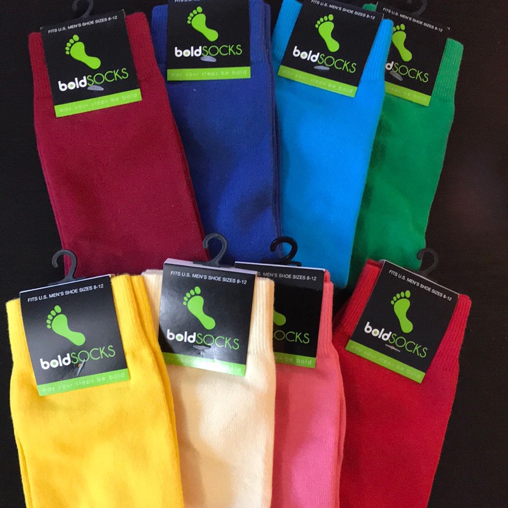 8 bold colorful men’s dress socks - BRAND NEW
